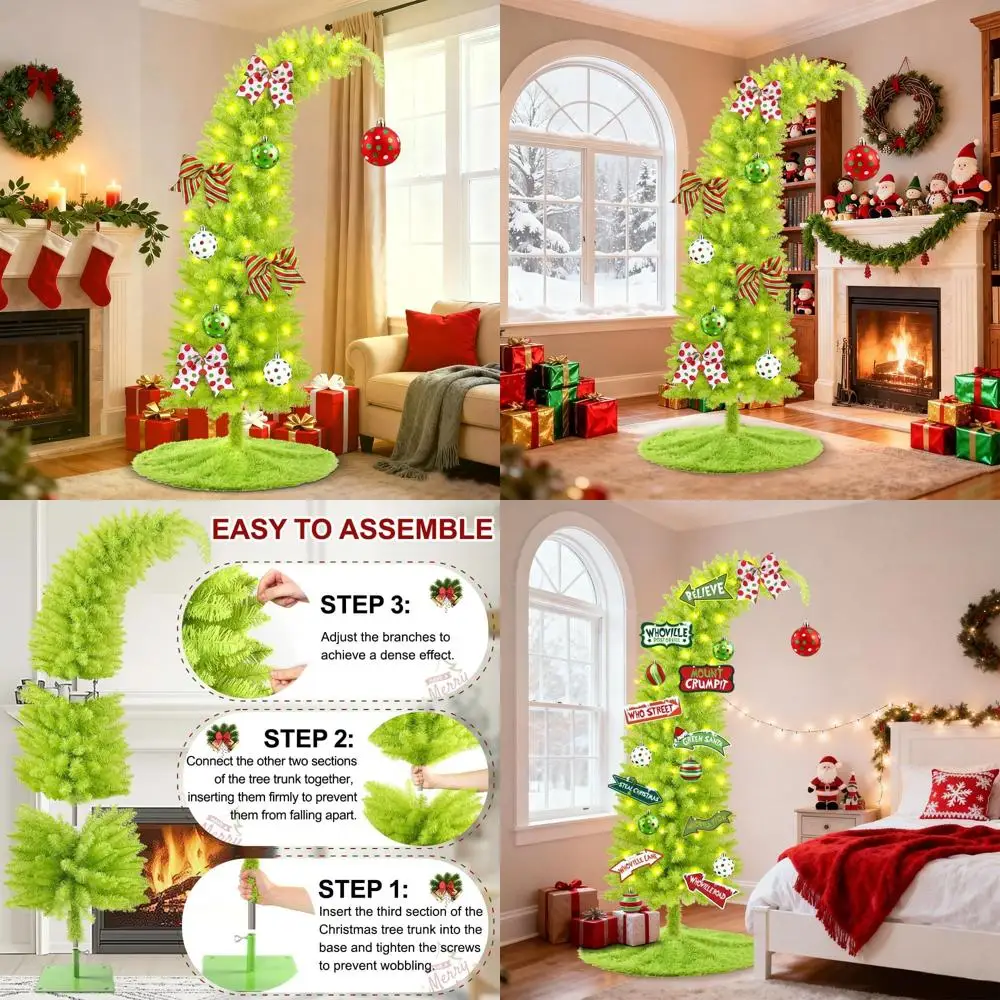 

150-LED Whimsical Bendable 5.25ft Christmas Tree with Timer 8 Modes & Green Tree Skirt for Holiday Decor