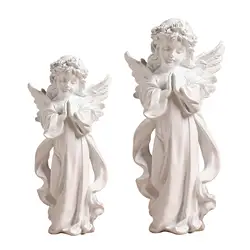 Cute Resin Praying Angel Figurine European Style Fairy Prayer Angel Shelf Sculpture Desktop Ornament Carving Crafts