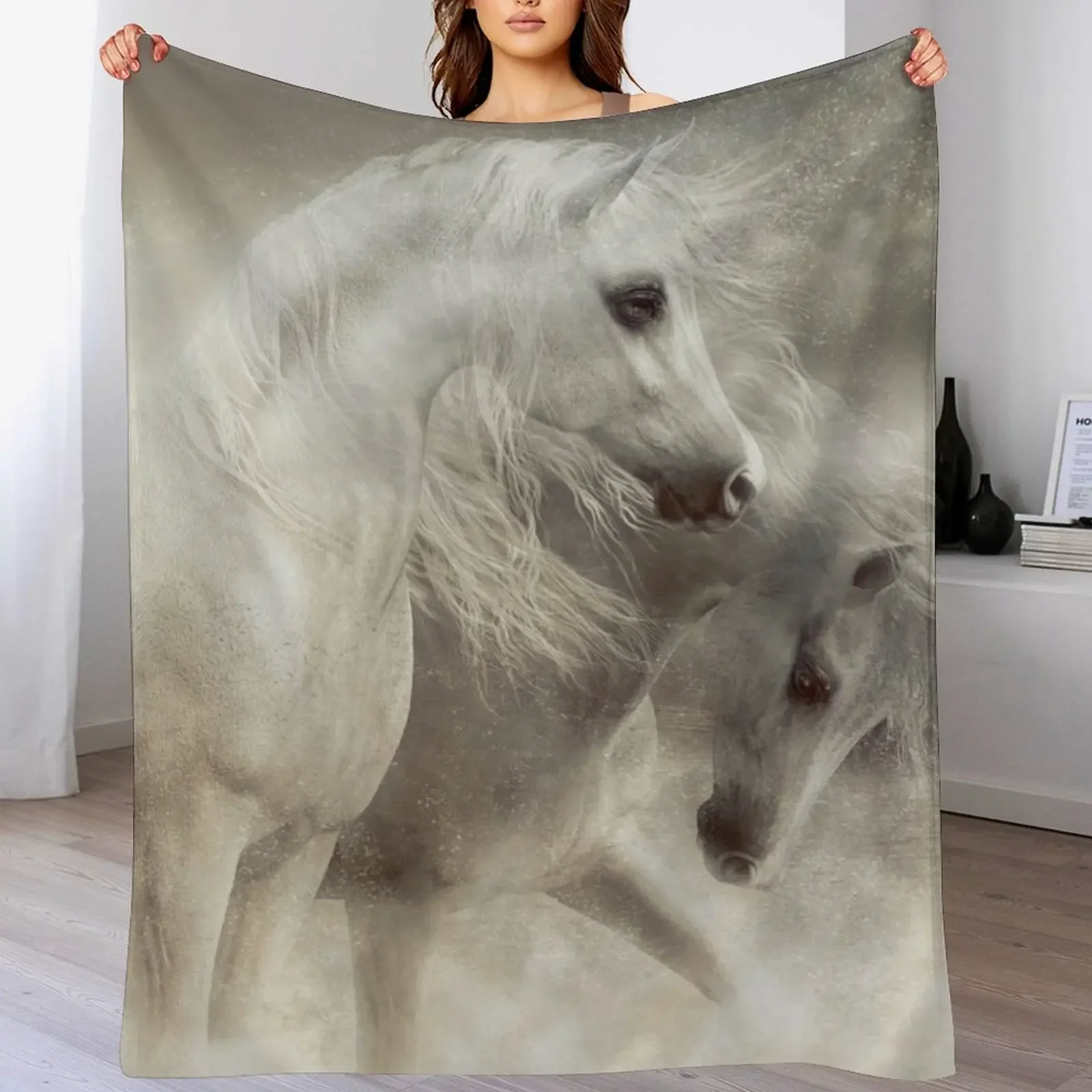 

Arabian Horses Sandstorm Throw Blanket Cute Plaid Custom Bed Bed linens Blankets