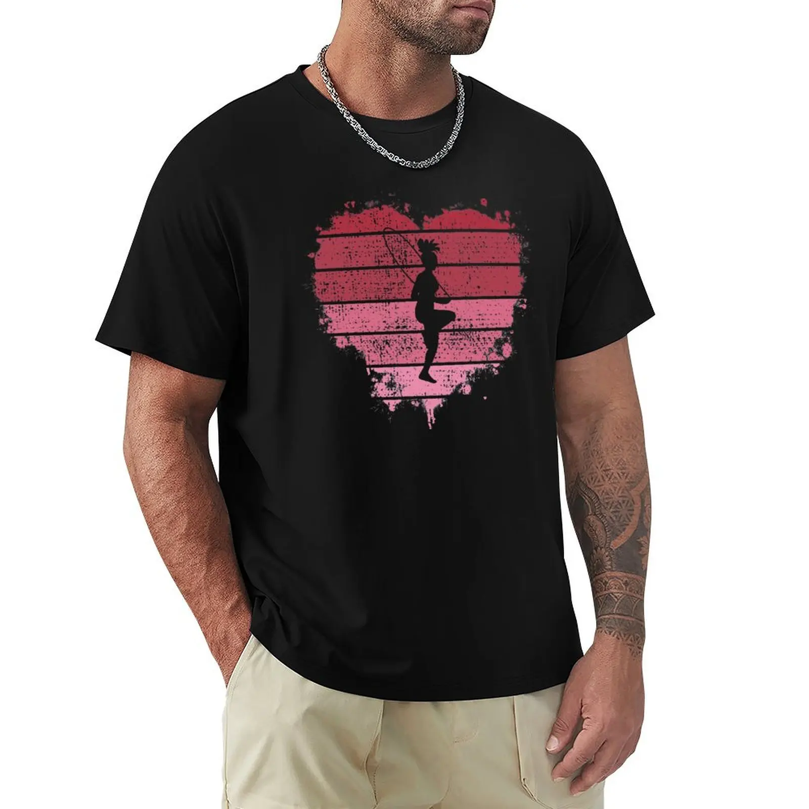 Camiseta con diseño de corazón vintage de Skipping Rope, regalo para el día de San Valentín, camiseta informal de manga corta con diseño simple
