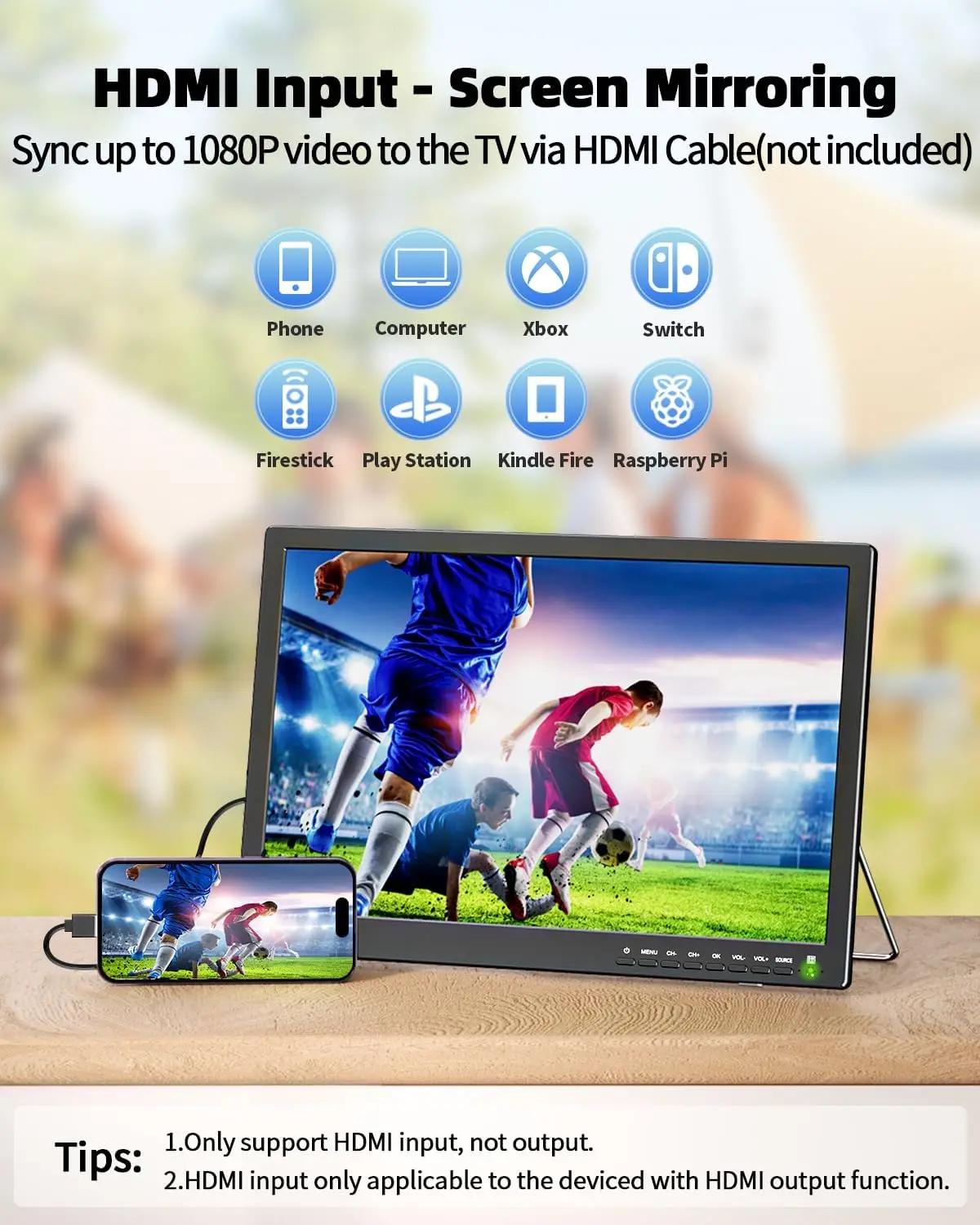 17 Inch Portable TV with Antenna, Portable Small TV with ATSC Tuner, Battery Operated TV Portable Monitor