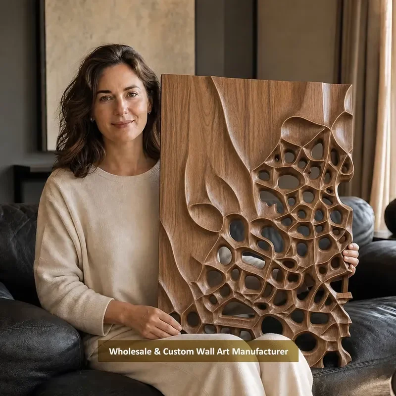 Decoração de Casa, Arte de Parede Abstrata Moderna Feita à Mão, Obra de Arte em Mídia Mista, Escultura em Madeira, Pintura, Quadros de Parede 3D
