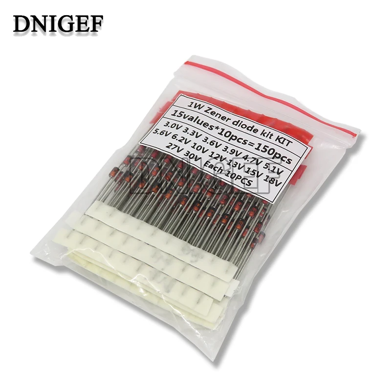 150PCS/Set 15values*10PCS 1W Zener Diode Kit DO-41 3V-30V Component Diy Kit Steady Pressure Tube KIT