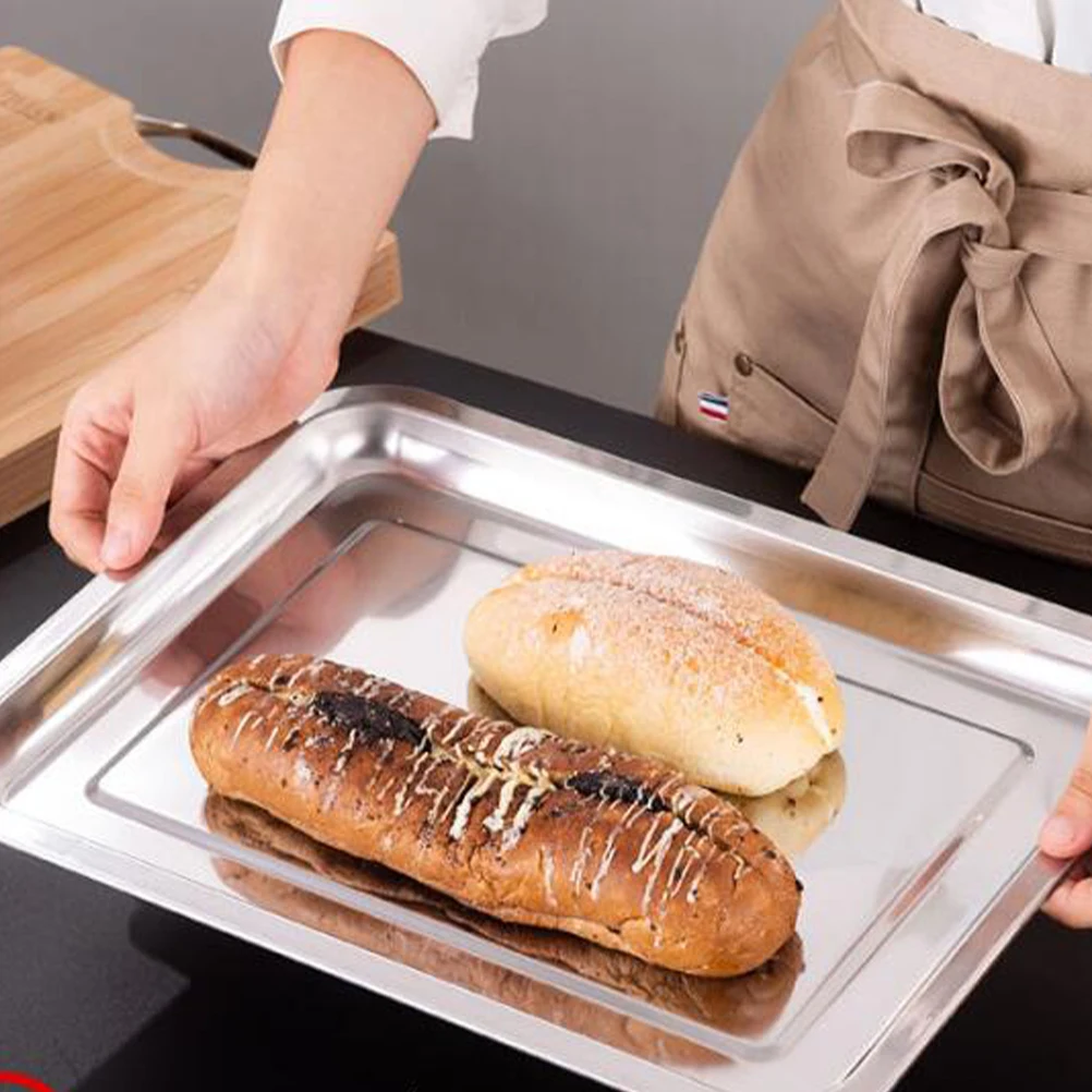 

Stainless Steel Tea Tray 36X27Cm Japanese Style Serving Tray For Home Teahouse Office Restaurant Buffet Dessert Food