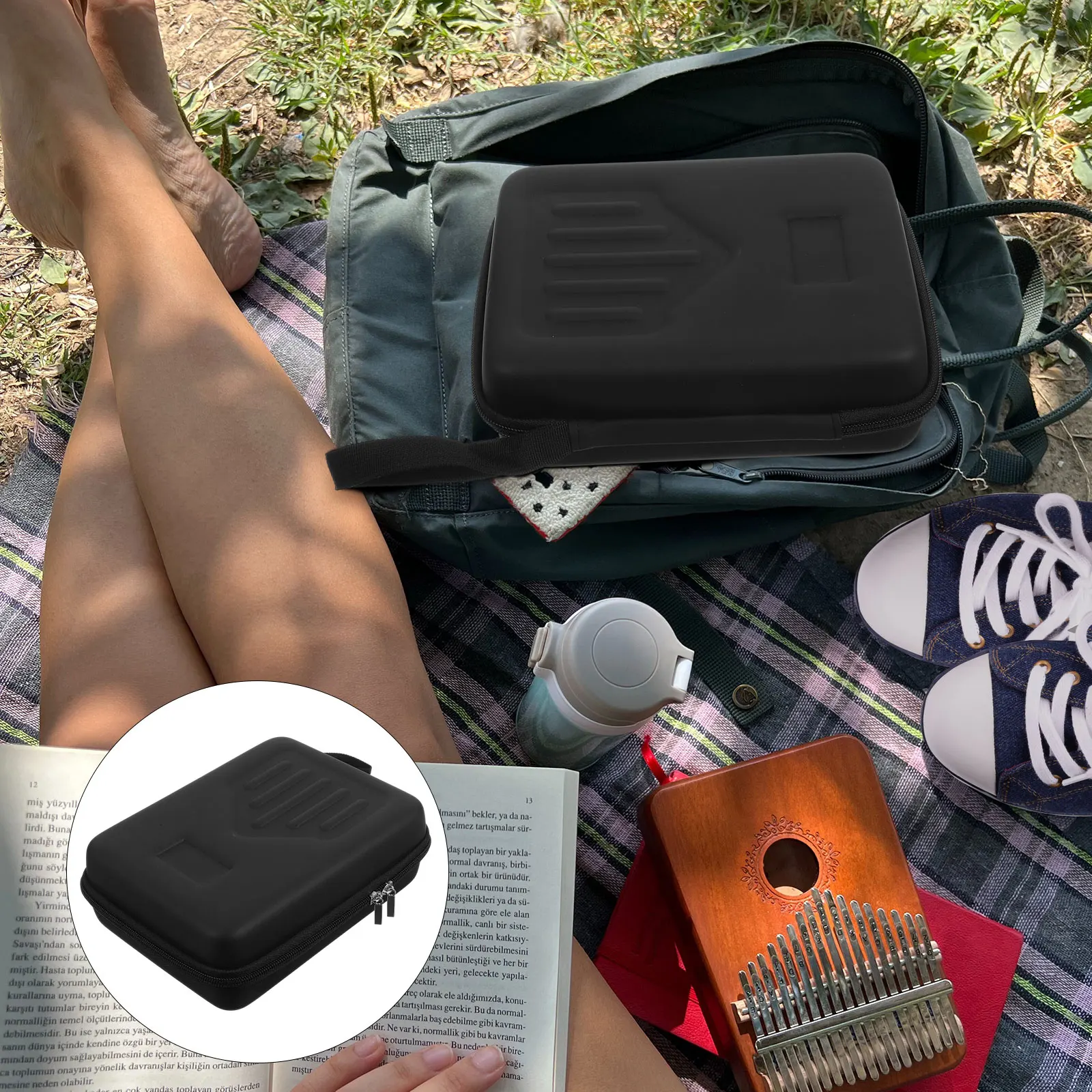 EVA Kalimba Bag Thumb Piano Case Kids Carrying Container Instrument Storage Pouch Anti Pressure Fall Protection Portable Gift