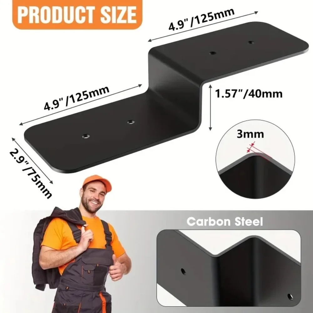 Heavy Duty Black Z-Shaped Steel Bracket for Wood Beam Connector Support