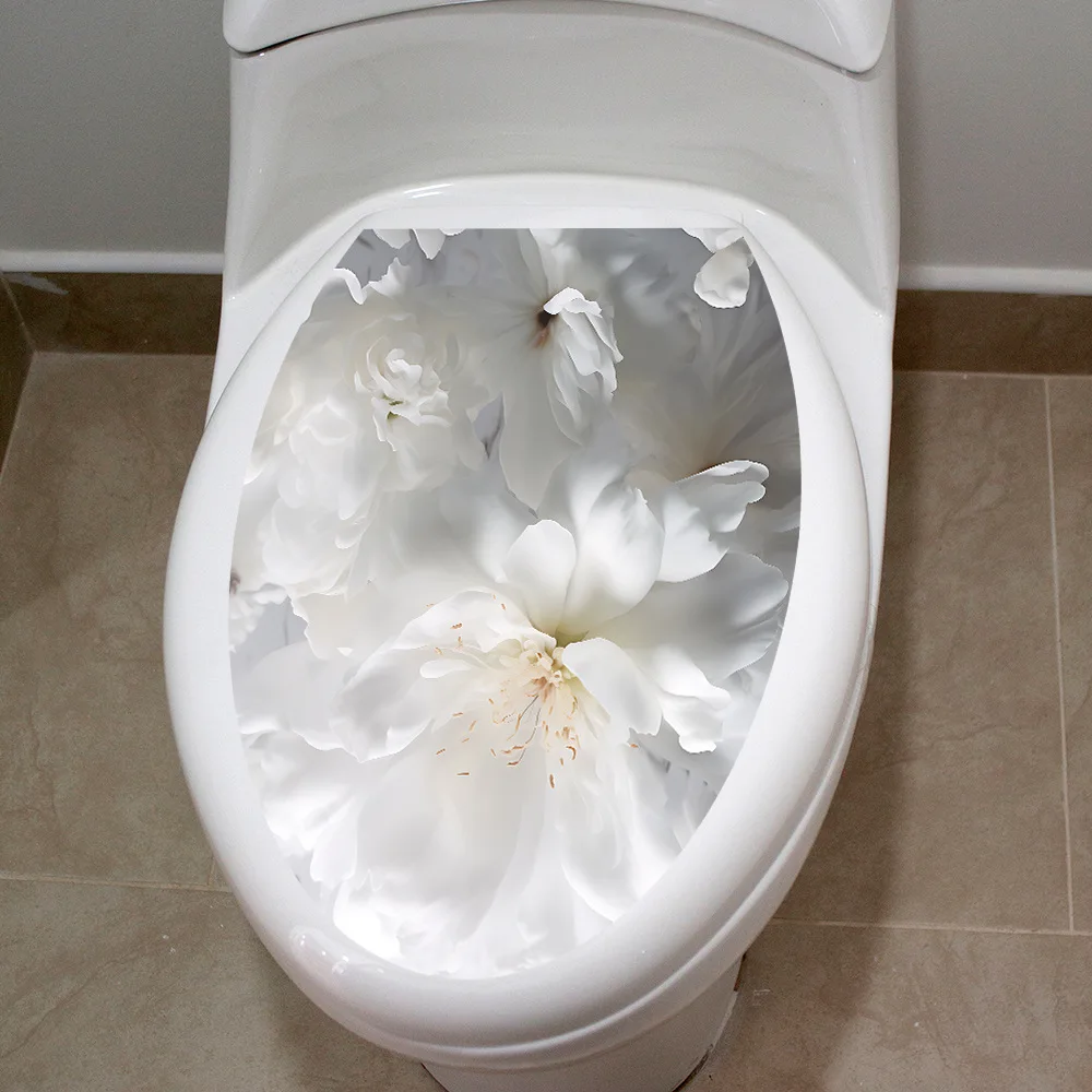 M536 Warm Personality Pink Rose Toilet Sticker Bathroom Toilet Cover Sticker Wall Stickers Wc  For Home  Decoration