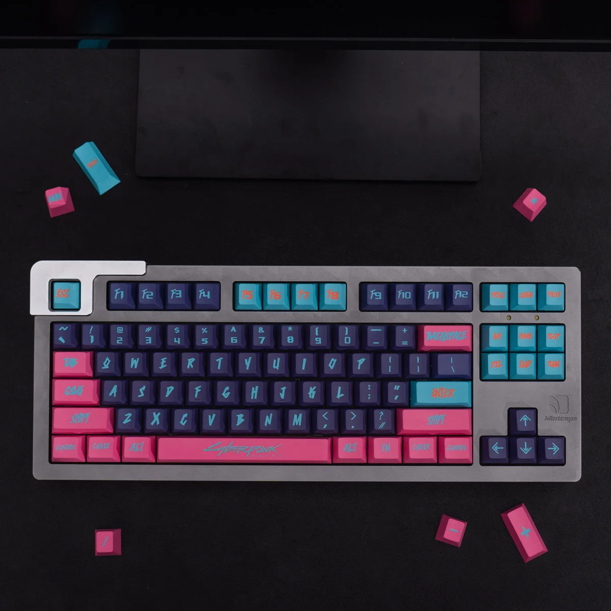 Imagem -05 - Pbt Cyberpunk Keycaps Tintura Sublimação Cereja Altura Rosa Roxo Teclado Mecânico Personalizado Gk61 Anne Pro 2