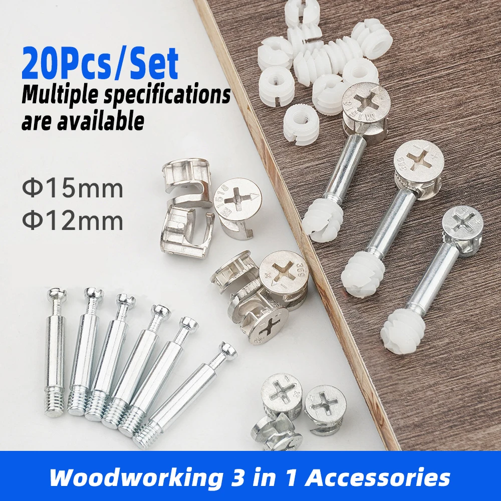 Furniture Fitting Fastener Set Kit Furniture Connecting kit Wood Assembly Screws Hardware Fixing Screws Set Hardware Accessory