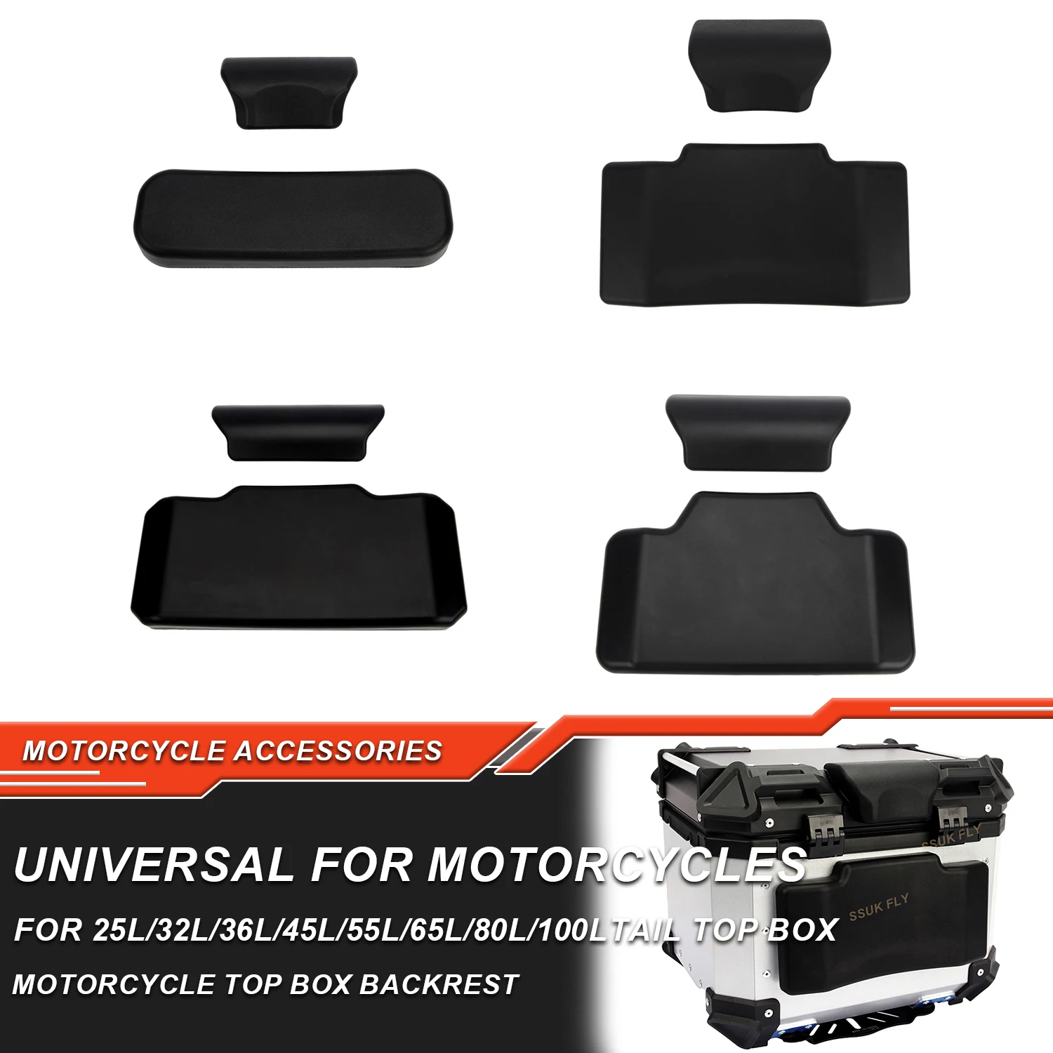 Motorcycle Passenger Backrest Back Pad Universal Self-adhesive Shockproof Moto Rear Top Case Box Luggage Cushion Pad Backrest