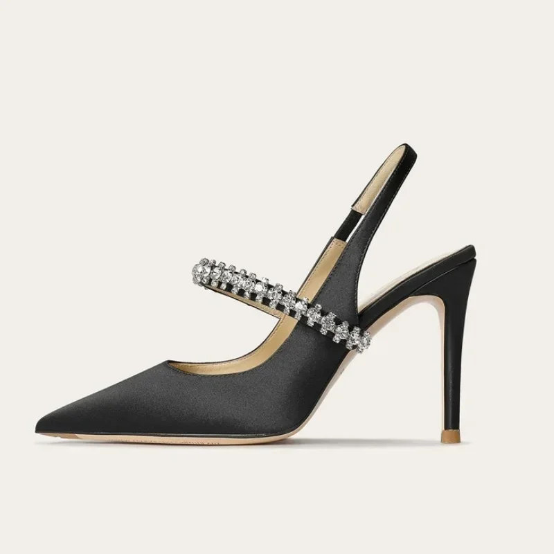 

Женские сандалии с бриллиантами Bao Head, новинка 2025, женские свадебные туфли из овчины с острым носком на тонком каблуке, размер 34-45