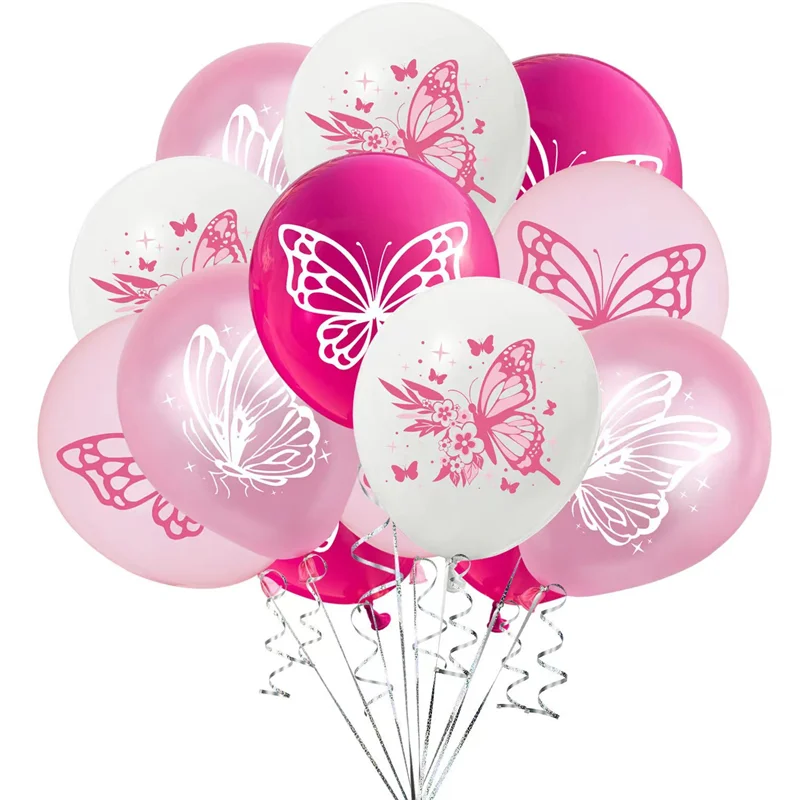 12pcs Butterfly Theme Birthday Party Decoration Butterfly Latex Balloon Wedding Scene Decoration Decoration