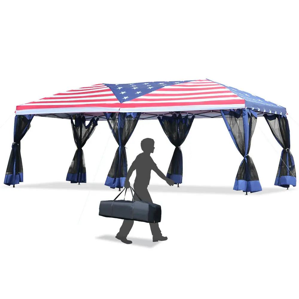 Imagem -04 - Instantânea Pop up Party Tent Canopy Gazebo Mercado American Flag Shelter 10x20