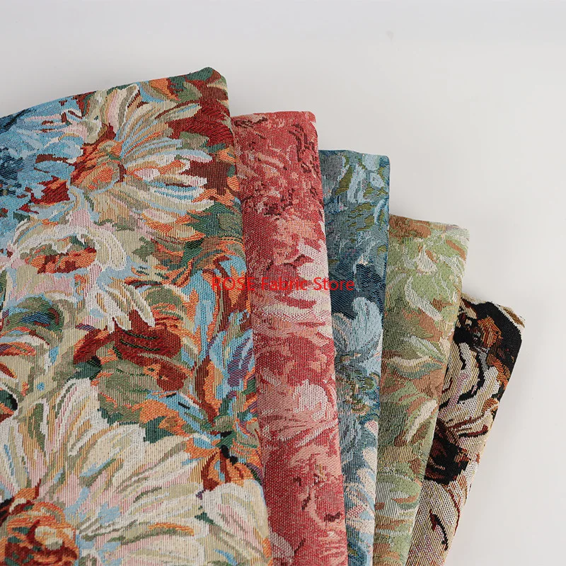 

10 Colors 1 meter Sunflower oil painting pattern flower jacquard fabric For bags, hats, sofa pillows