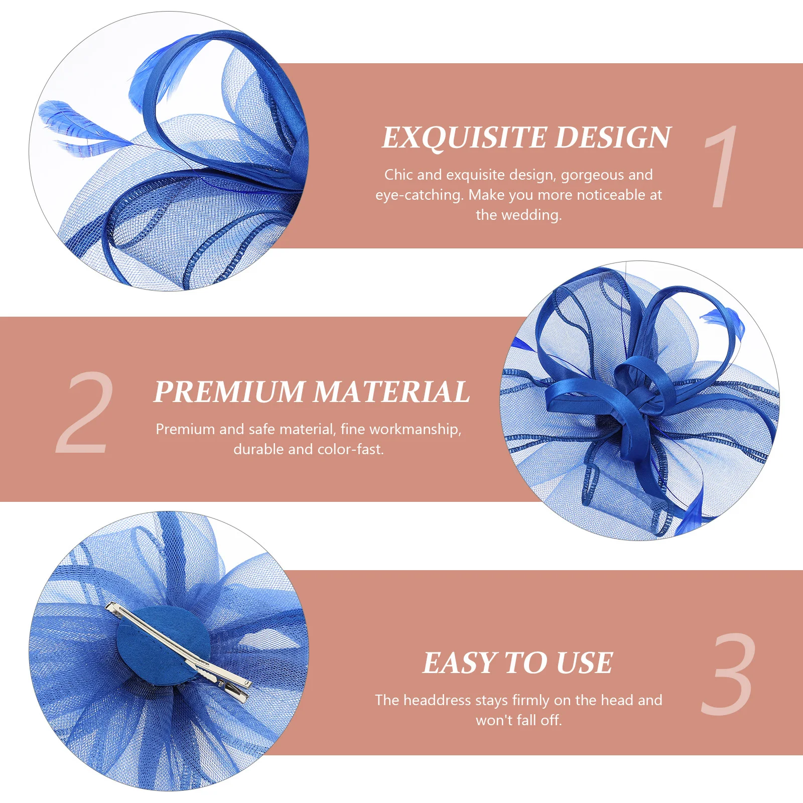 

Fascinator Hat Quill Mesh Headband Bridal Headgear Hair Clip Elegant Wedding Party Prom Crown Women Fashion Accessory