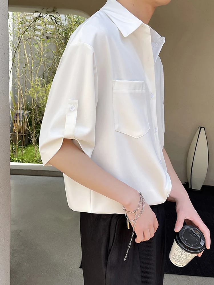 

Мужская рубашка в британском стиле из ледяного шелка, тонкая, легкая, летняя, с коротким рукавом, молодежная, модная, стандартного кроя, цветная, тканая, весенняя, А...