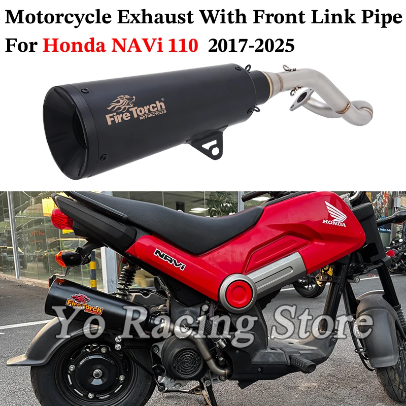 

Slip On For Honda NAVi 110 NAVi110 2017 - 2025 Motorcycle Exhaust System Escape Front Mid Link Pipe With Muffler Motocross Tube