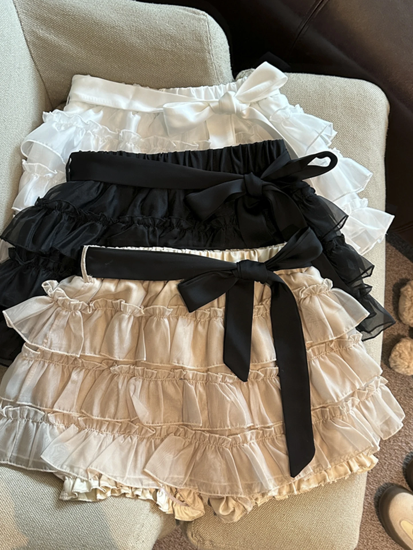 

Корейская юбка А-силуэта с бантом, непрозрачная, для девочек, короткая, с высокой талией, многослойная, для подростков