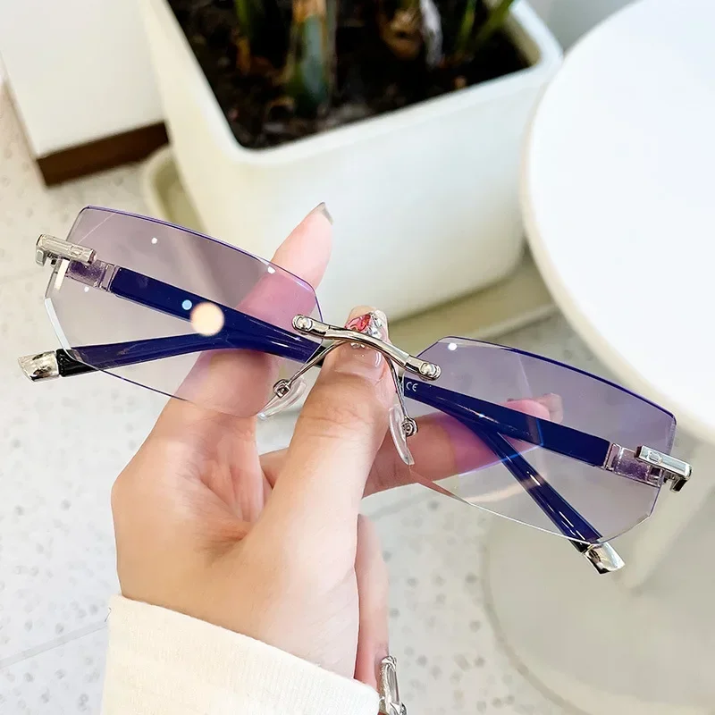 Square Reading Glasses for Men and Women Business HD Lens Rimless Eyeglasses Trendy Presbyopia Prescription Eyewear +1.0 To +4.0