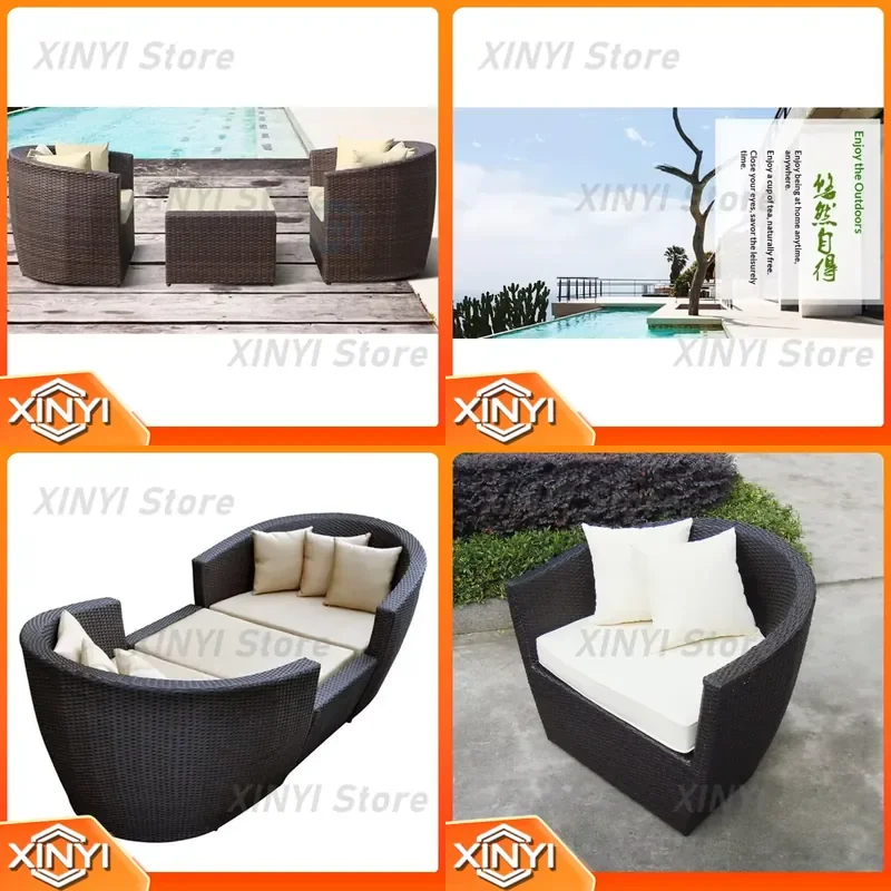 Custom Outdoor European Style Recliner for Balcony Garden Courtyard Rattan Lounger for Sun Room Swimming Pool Chair Nest Sofa