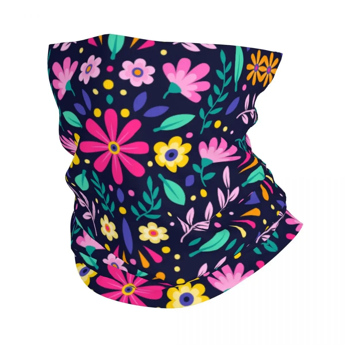 Custom Colourful Floral Mexican Flowers Bandana Neck Gaiter UV Protection Face Scarf Cover Men Women Headwear Tube Balaclava