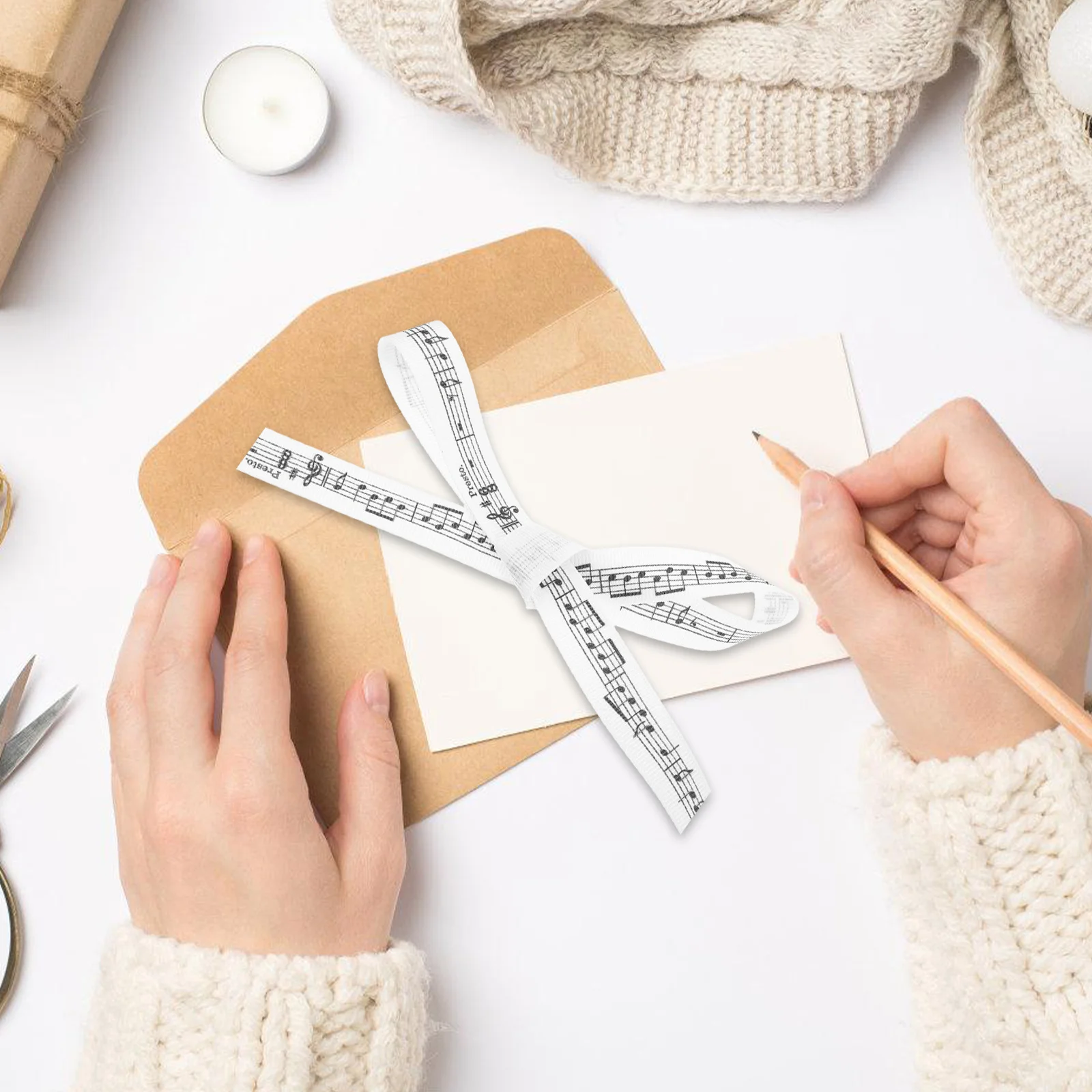 

Musical Note Ribbon Polyester Decorative Ribbon for DIY Craft Present Packaging Home Decor Music Theme Party Celebration