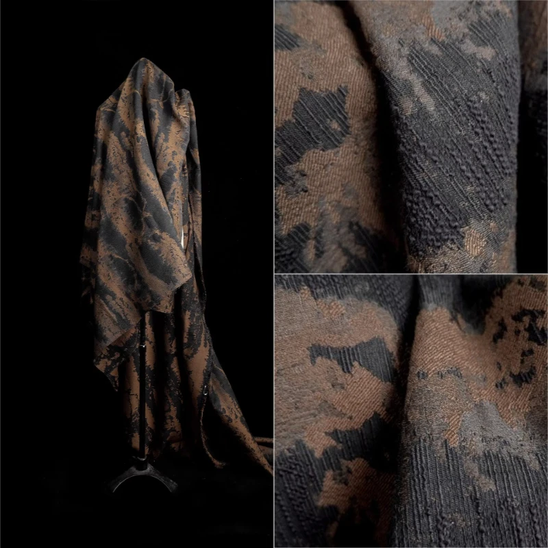 

Designer Jacquard Fabric Brown Vintage Elegant Women Dress Coat Creative Fall Handmade Sewing DIY Home Decoration Craft Material