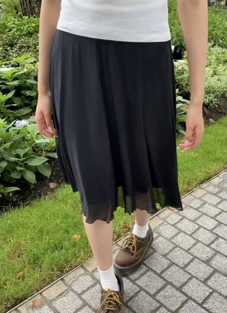 

Черная юбка длиной до колена с грибковым подолом, летняя повседневная юбка трапециевидной формы с низкой талией, длинные Faldas, милые черные женские юбки в консервативном стиле, новинка