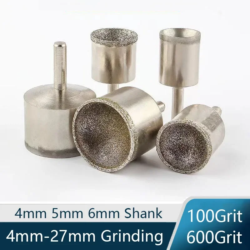 

1 шт., 6 мм, алмазная шлифовальная головка с хвостовиком, 4-27 мм, вогнутые заусенцы для резьбы по нефриту для вращения