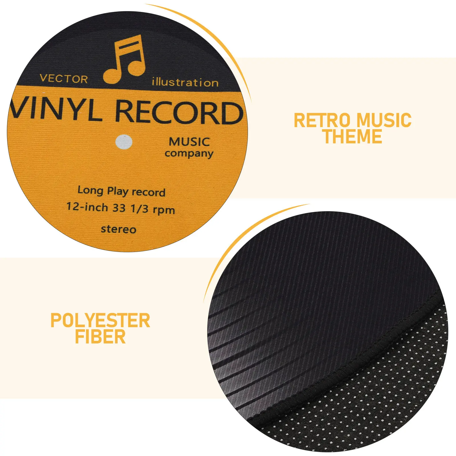 80Cm Retro 80S Vinyl Record Rug Non-Slip Music Theme Carpet Vintage Record Player Mat Round Area Rug Living Room Bedroom Black