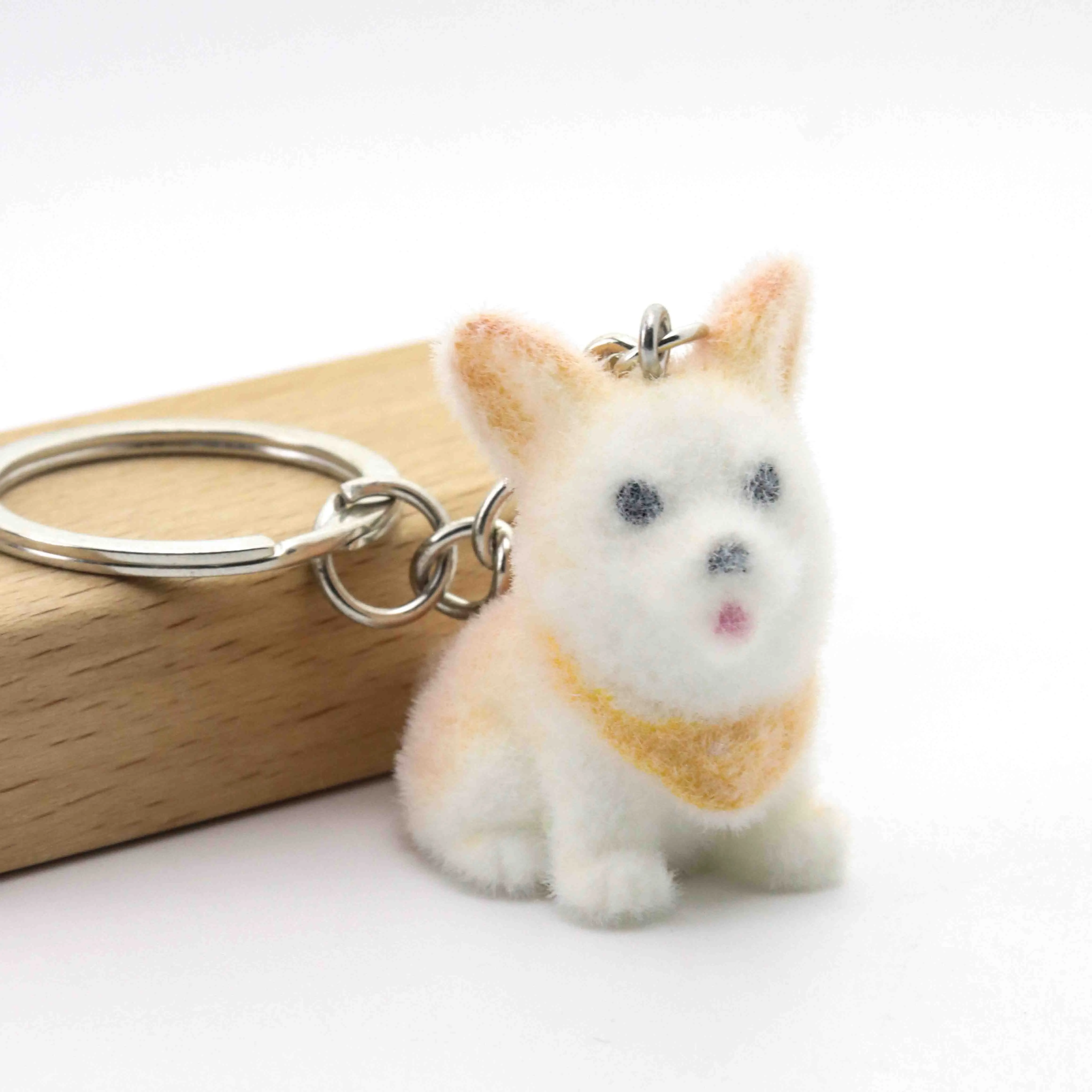 1pcs Resin Flocking Cartoon Charms Corgi Puppy Animal Pendant Keychain Jewelry for Making Luggage Car Decoration Accessories
