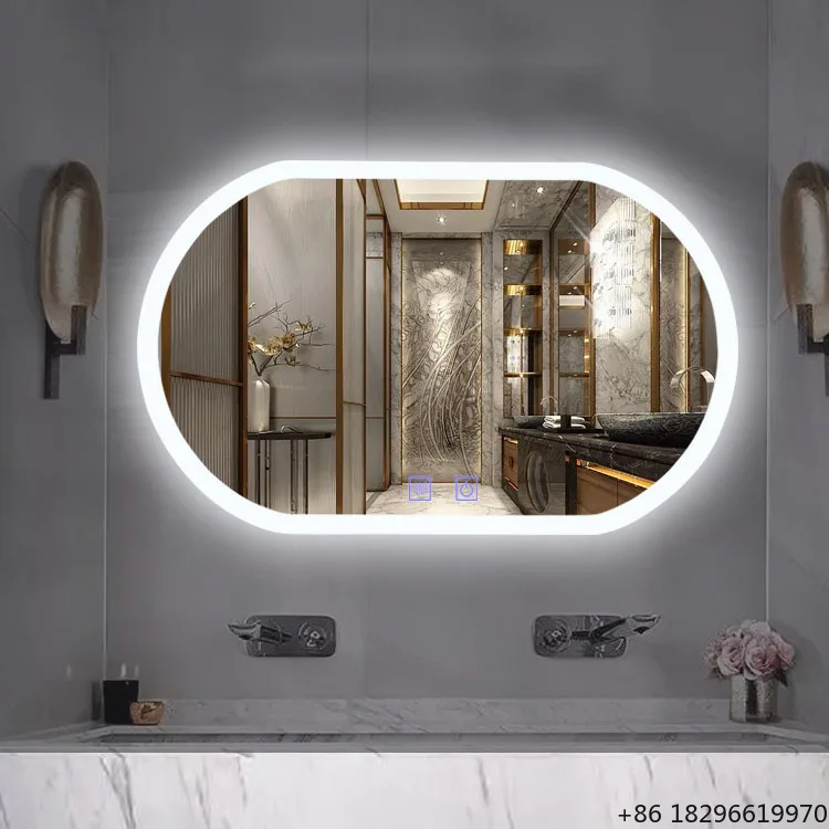 

Custom Size Rectangle LED Backlit Smart Bathroom Mirror Wall Mounted for Hotel
