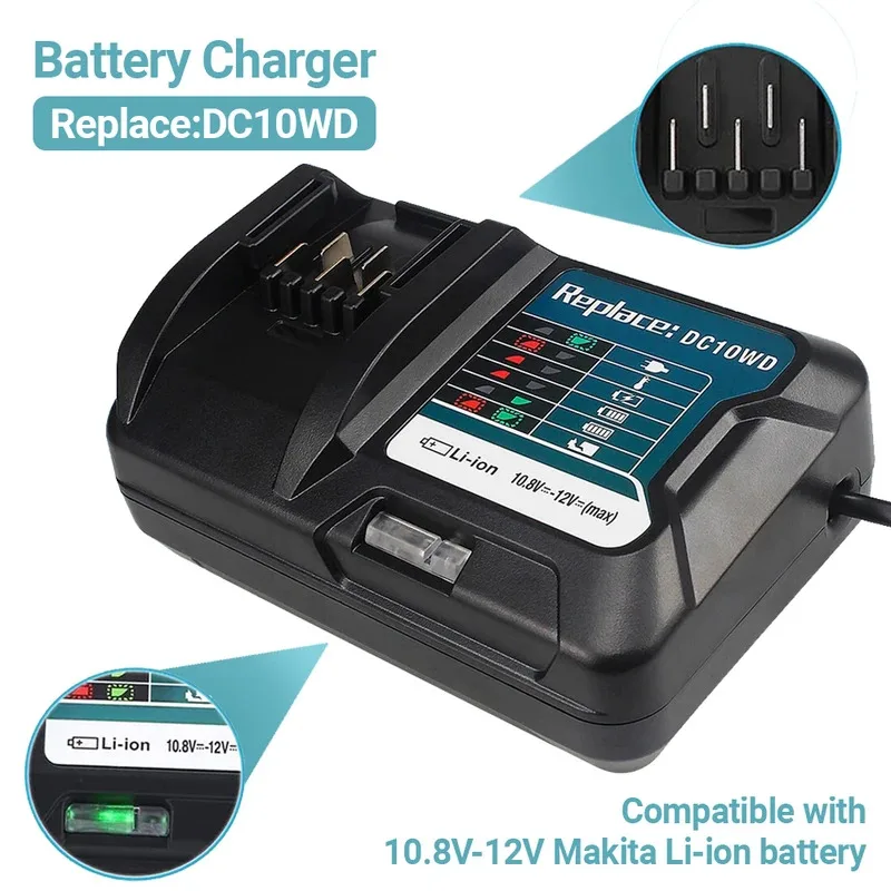 

DC10WD Li-Ion Battery Fast Charger adapter For Makita 10.8V 12V Tool BL1015 BL1016 BL1021B BL1041B FD05 40W 3A Lithium LED Light