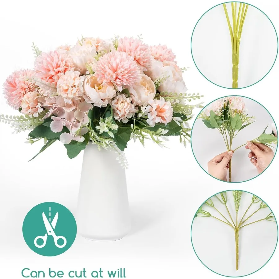 12 عبوة من زهور الفاوانيا الاصطناعية الحريرية لحفلات الزفاف، قطعة مركزية لتزيين الطاولة، ترتيب زهور الفاوانيا الصناعية الواقعية