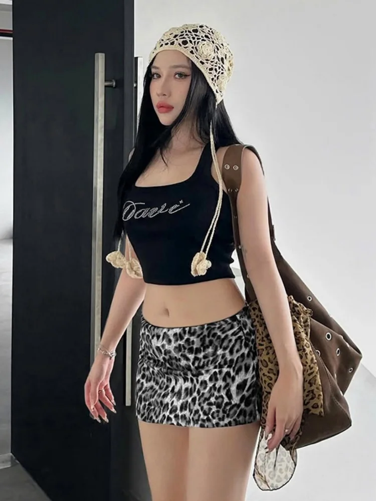 Leopard Printed Mini Skirt For Women Streetwear Low Rise Falda Sexy Mujer Summer Dress Korean Fashion Clothing Skinny Jupe Femme