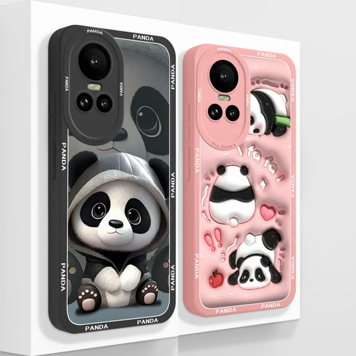 For Oppo Reno 10 Pro 5G Case Cute Panda Fundas Camera Protection Liquid Silicone Back Cover For Oppo Reno10 Pro Coque Carcasa