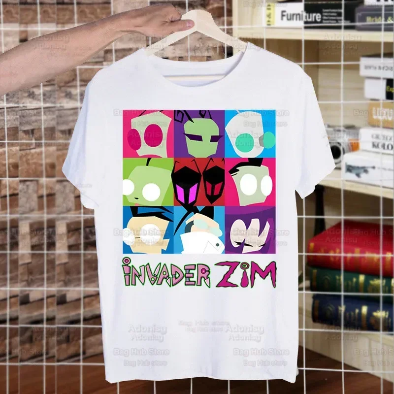 Kawaii Cartoon Invader Zim Alien Anime Printing Street Style Casual Short Sleeve Men T Shirt O-neck Tshirt Male T-shirt