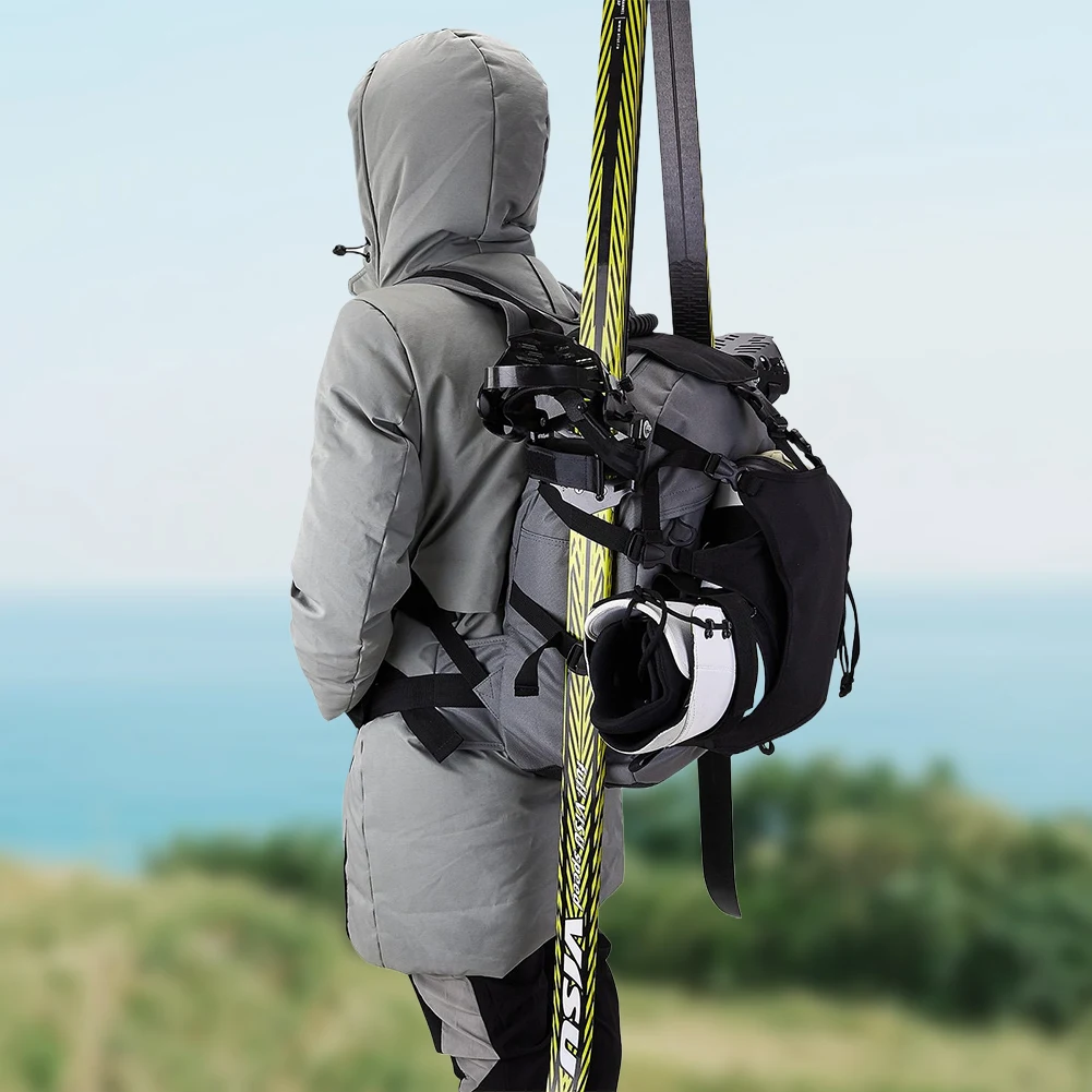 

30L Outdoor Skating Backpack with Adjustable Fastening Straps Ski Travel Bag for Ski Boots Helmet Snowboard Protective Gear