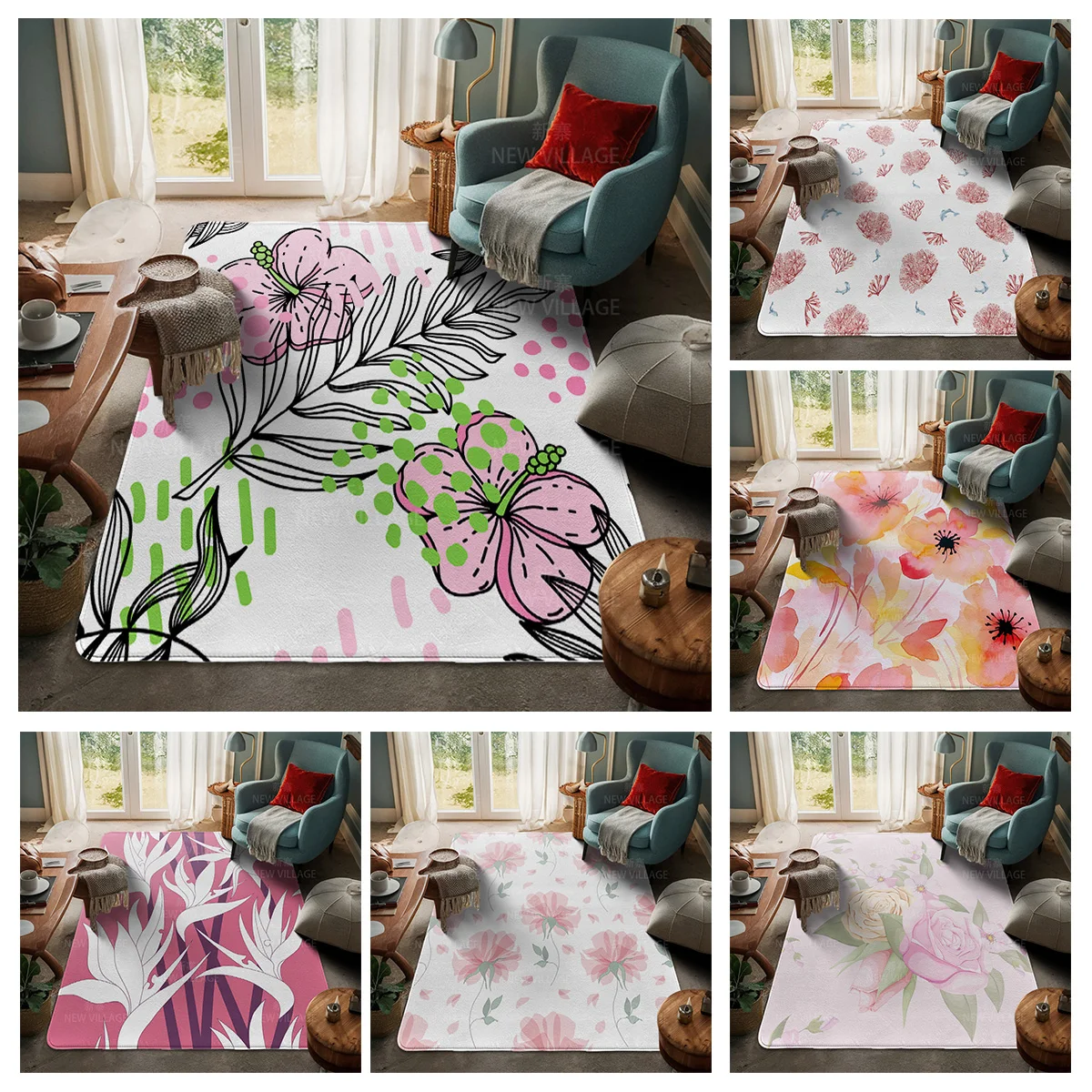 House entrance carpet Home door mat Room Bath Foot bathroom non-slip Kitchen water absorption rugs Modern Nordic boho plant