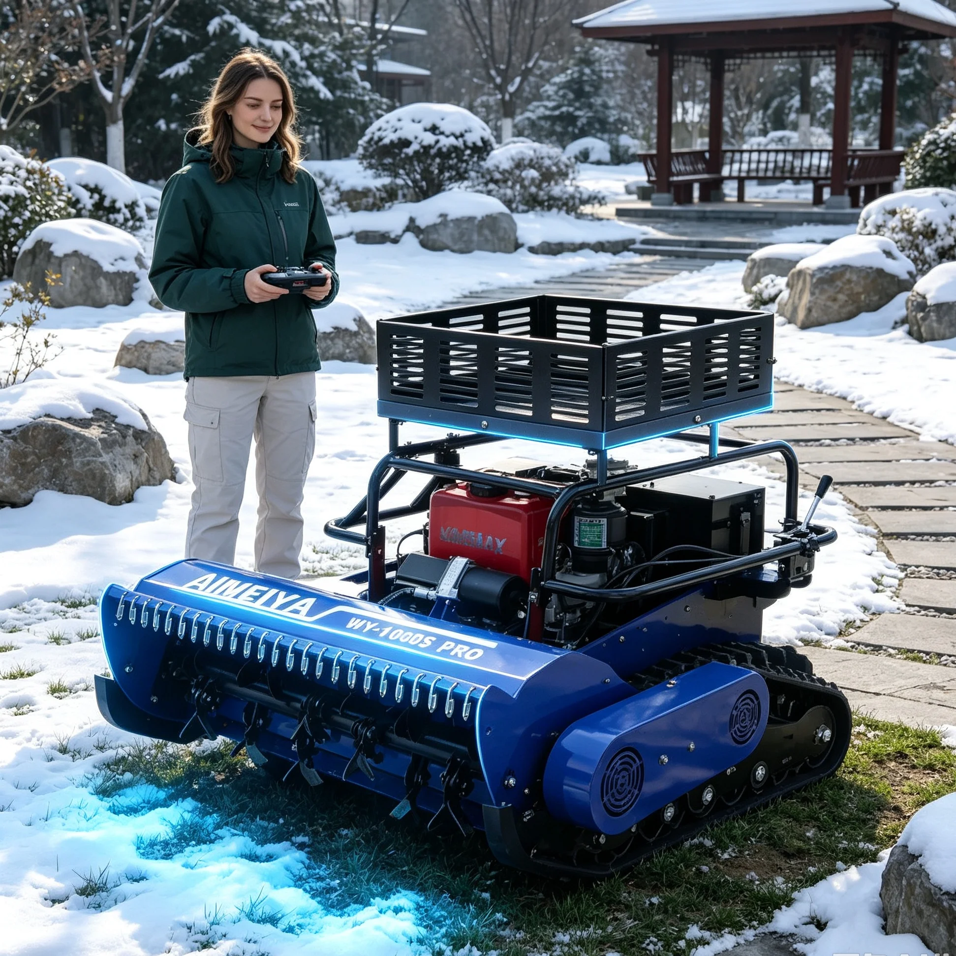 Customized With Storage Rack Lawn Mower, 800SPRO Remote Operated For Mountain Orchard Mowing