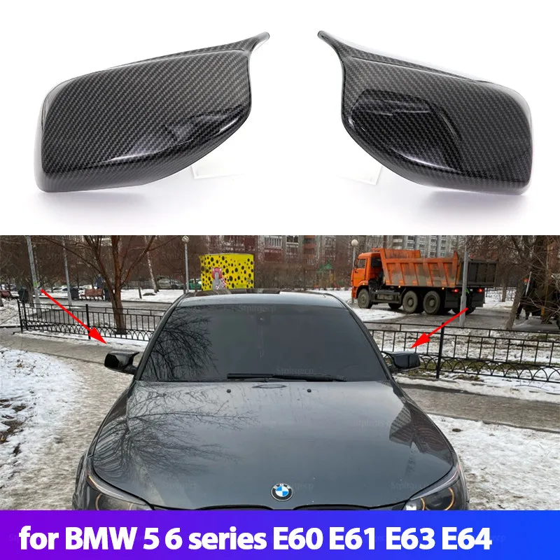 Rearview Mirror Cover Cap Carbon Fiber Black for BMW 5 Series E60 E61 E63 E64 520i 525i 528i 528xi 530i  630ci 630i 645ci 650i