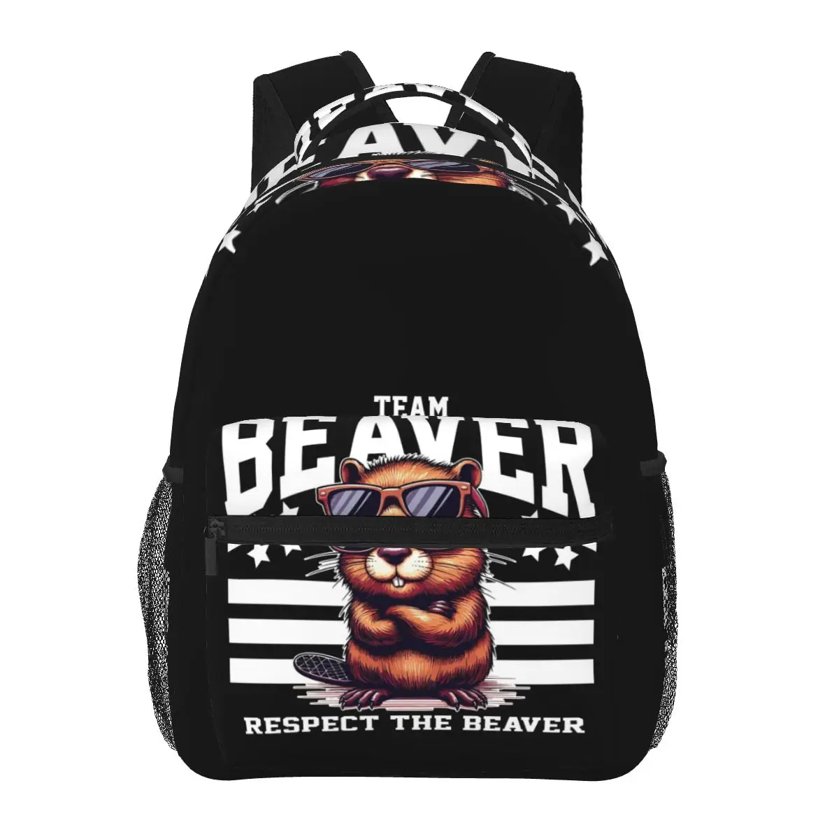 

Team Beaver Respect The Beaver Backpacks Boys Girls Bookbag Students School Bags Travel Rucksack Shoulder Bag Large Capacity