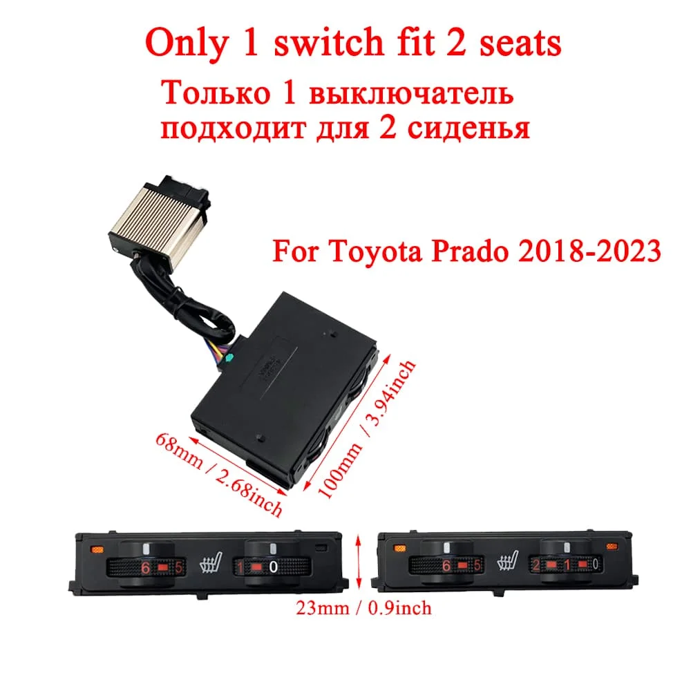 Build-in Car Seat Heater Kits Fit 2 Seats Alloy Wire/Carbon Fiber Heating Pad 6-level Control Switch For Toyota Prado 2018-2023