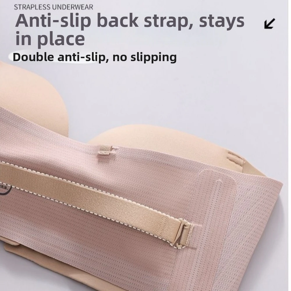 Non Slip Strapless Women Seamless Bras Wireless Thick Soft Push Up Bras Front Buckle Invisible Deep V Bra Women