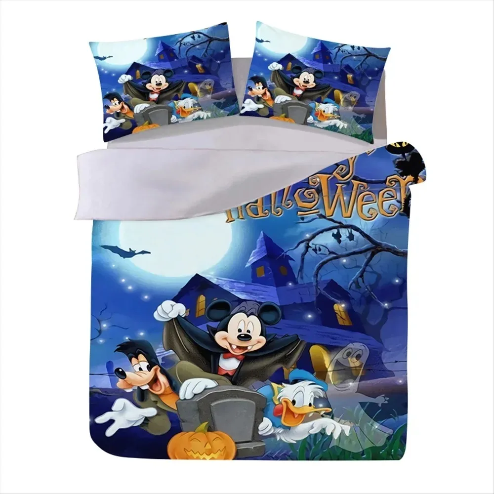 Mickey Mouse Bedding Set Disney Halloween Duvet Cover Cute Printed Cartoon Quilt Cover Set for Children Adult Boys Girls