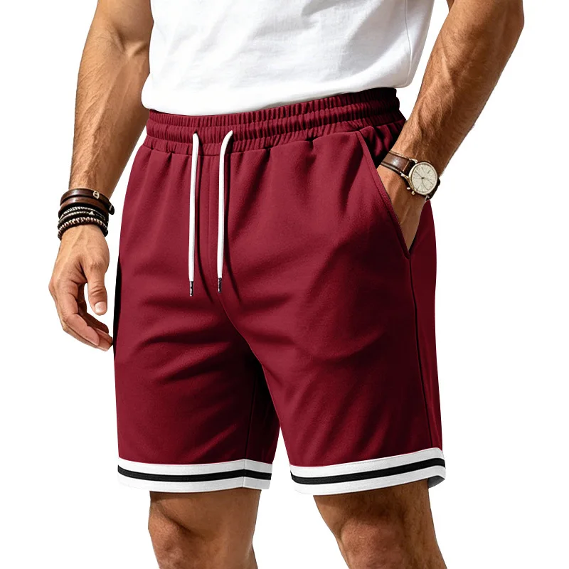 

UNITIM Men Shorts Summer American Loose Straight Striped Male Casual Shorts Elastic Waist Drawstring Sport Daily Man Shorts
