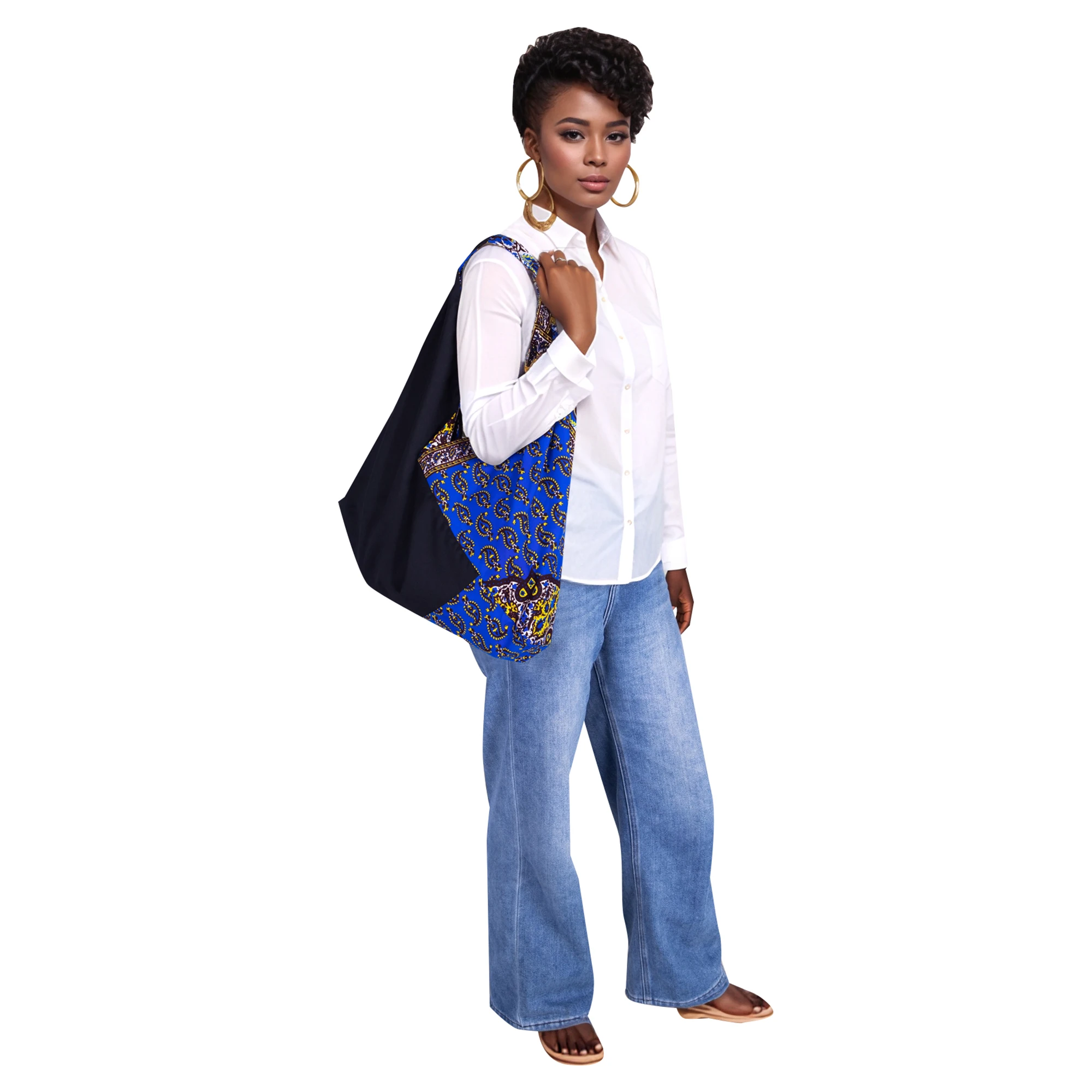 

African Batik Fabric Contrast Color Shoulder Bag Large Capacity Underarm Bag for Daily and Festival Patchwork Handbags Wyb1041