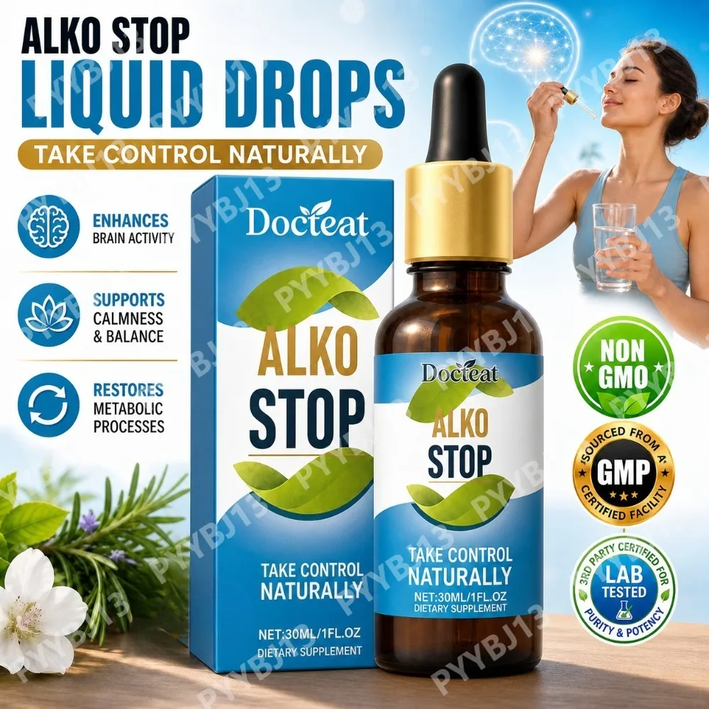 Docteat Alko Stop Liquid Drops with Motherwort & Thyme For Alcohol Cravings Relief Calmness & Emotional Balance Adults 30ml