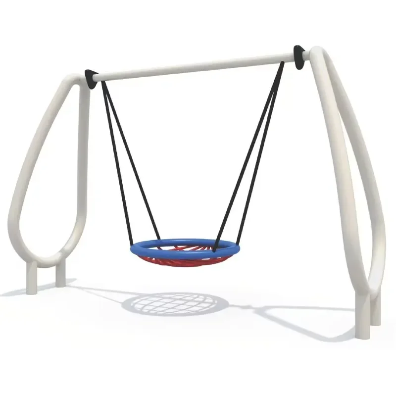 Kids Outdoor Swing Black Frame Safety Round Mesh Seat Enhances Backyard Custom Balance Fun Children Playground Equipment