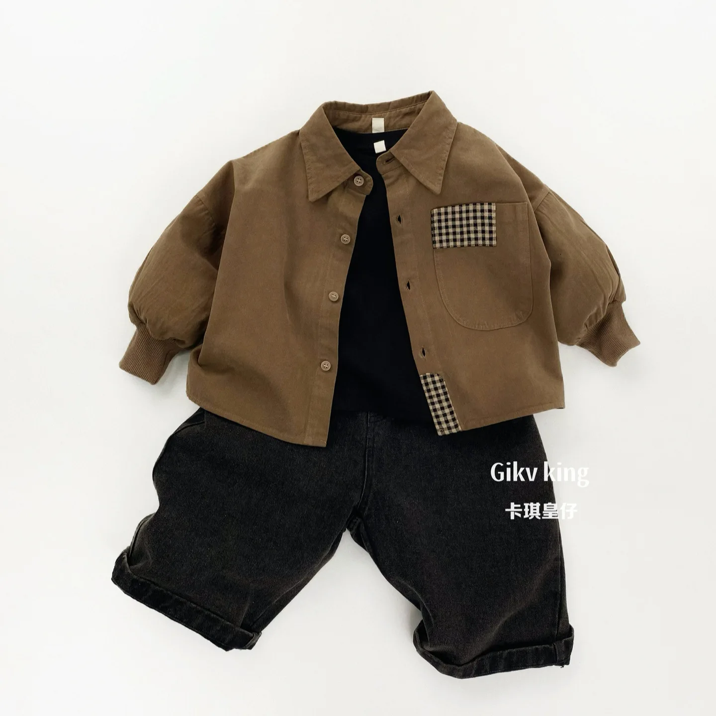 Boys Shirt 2026 Spring and Autumn New Children's Clothing Korean Style Boys and Girls Loose Plingham Stitching Shirt - view 6